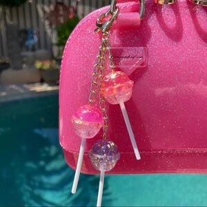 Glitter Lollipop Bag Charm Keychain Purse Candy Charm Pink NWT